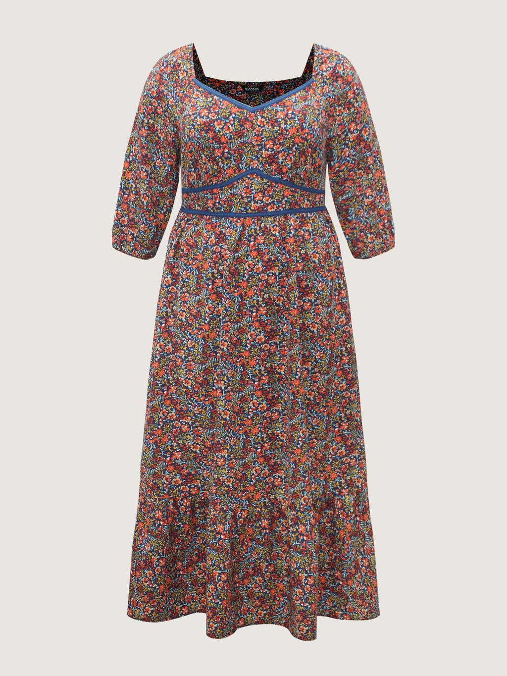Ditsy Floral Woven Ribbon Maxi Dress