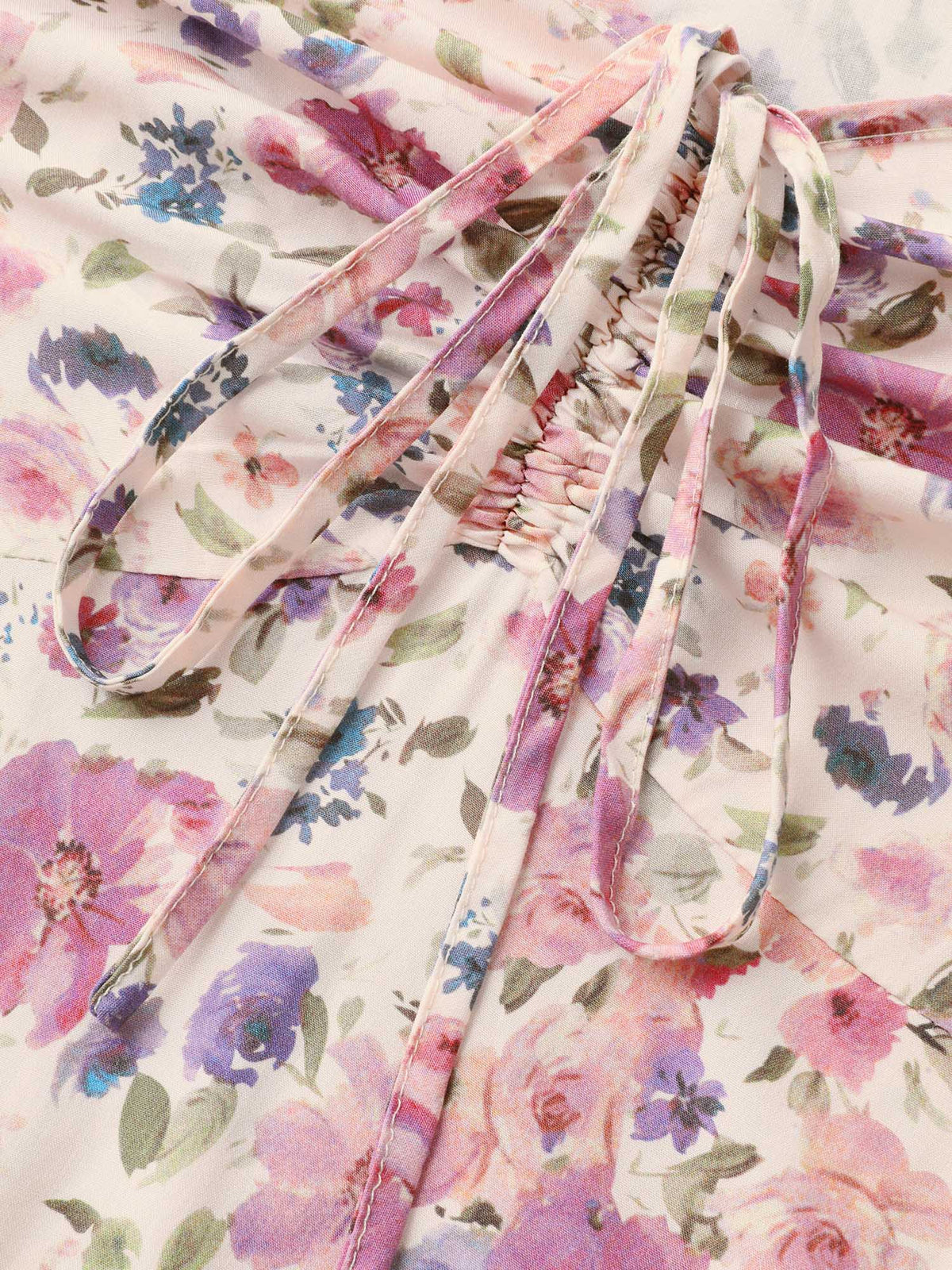 Dreamy Floral Rayon Neck Tie Midi Dress