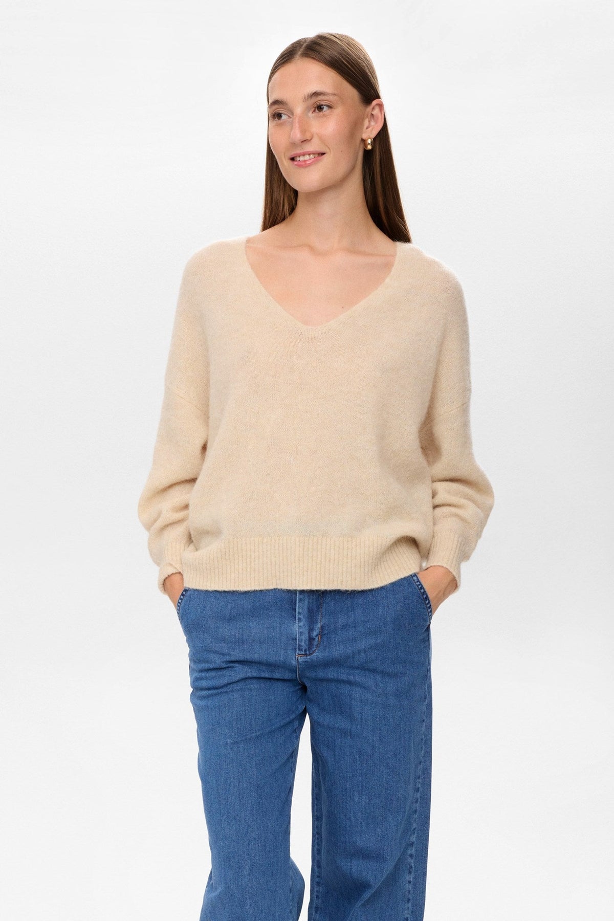 NURIETTE V-NECK PULLOVER  - Gray Morn