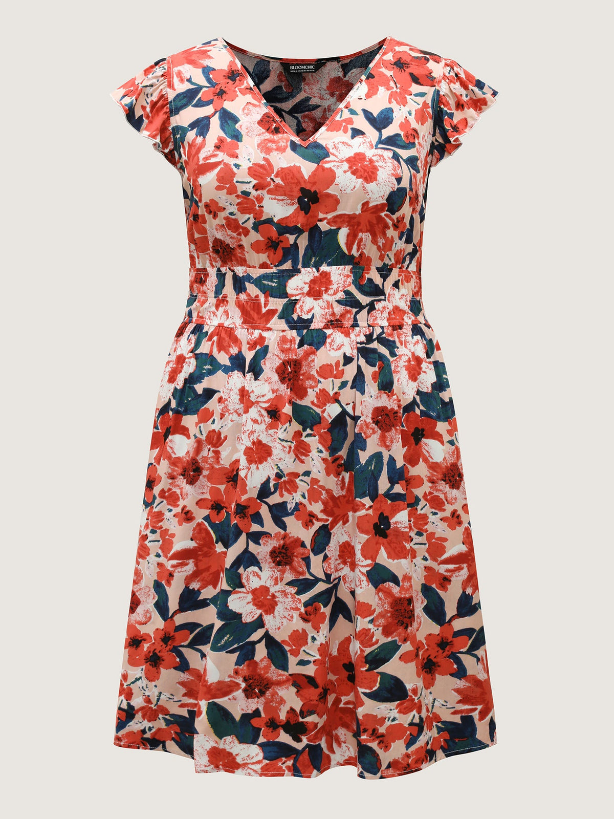 Floral Three-Layered Stretchy Waist Mini Dress