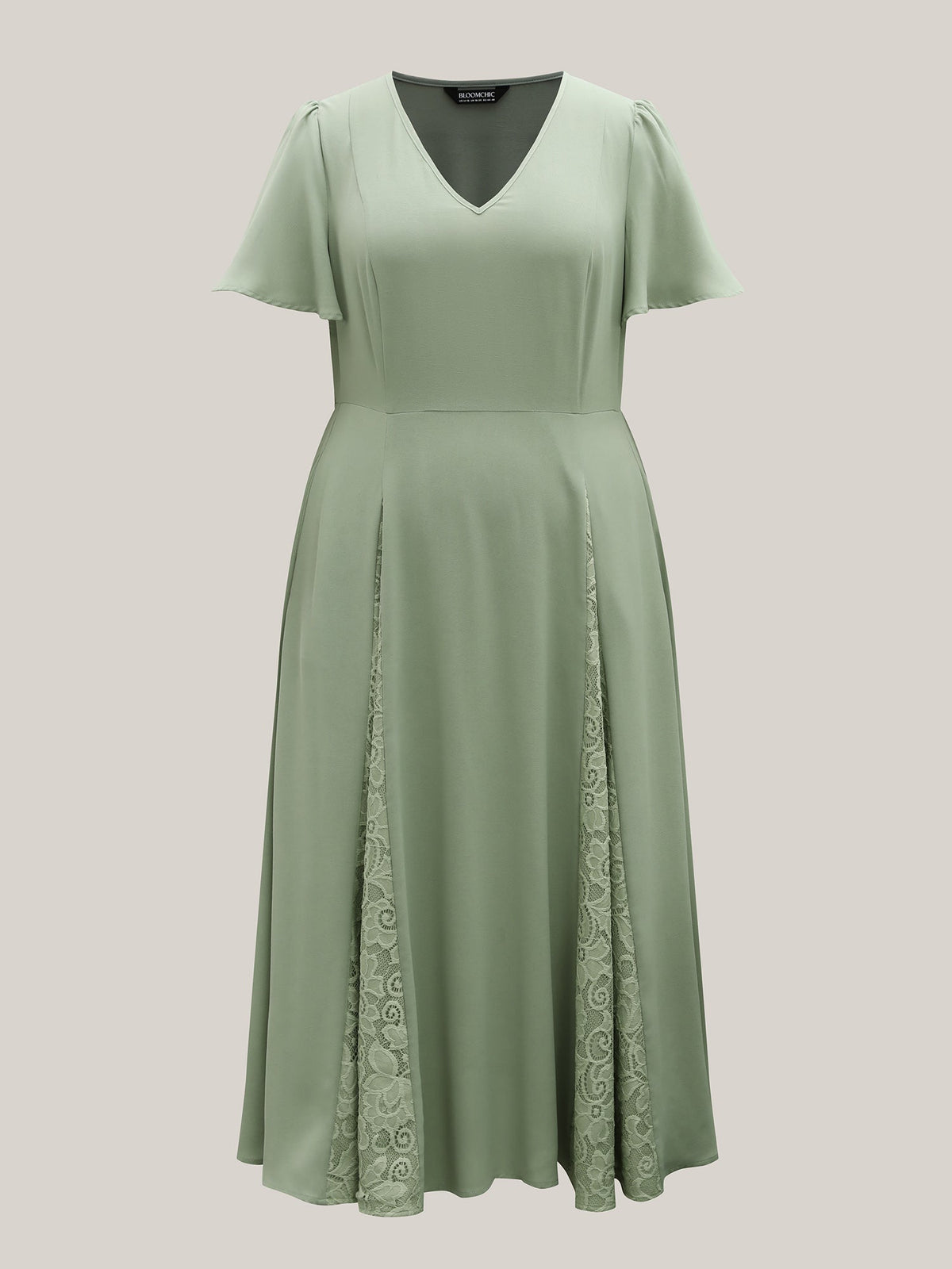 Lace Panel Cinched-Waist Maxi Dress