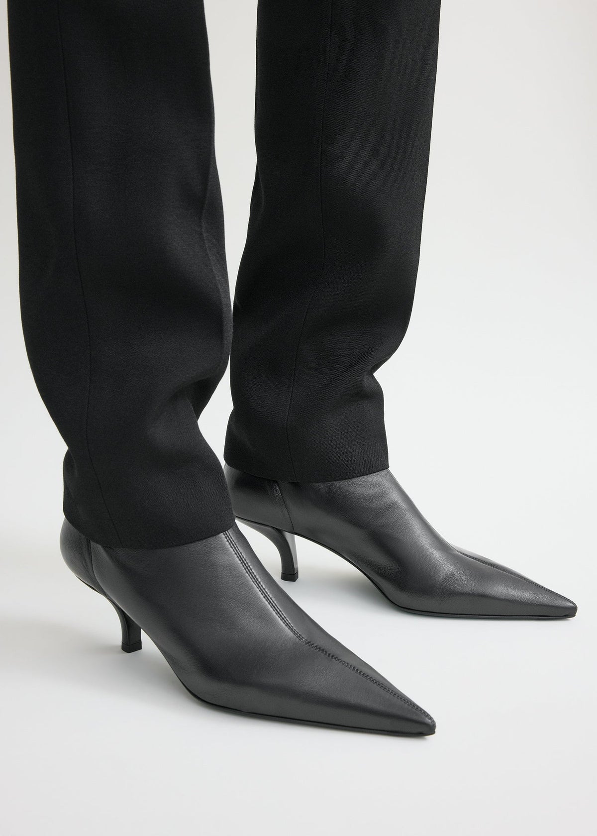 Nappa heeled sock boots black